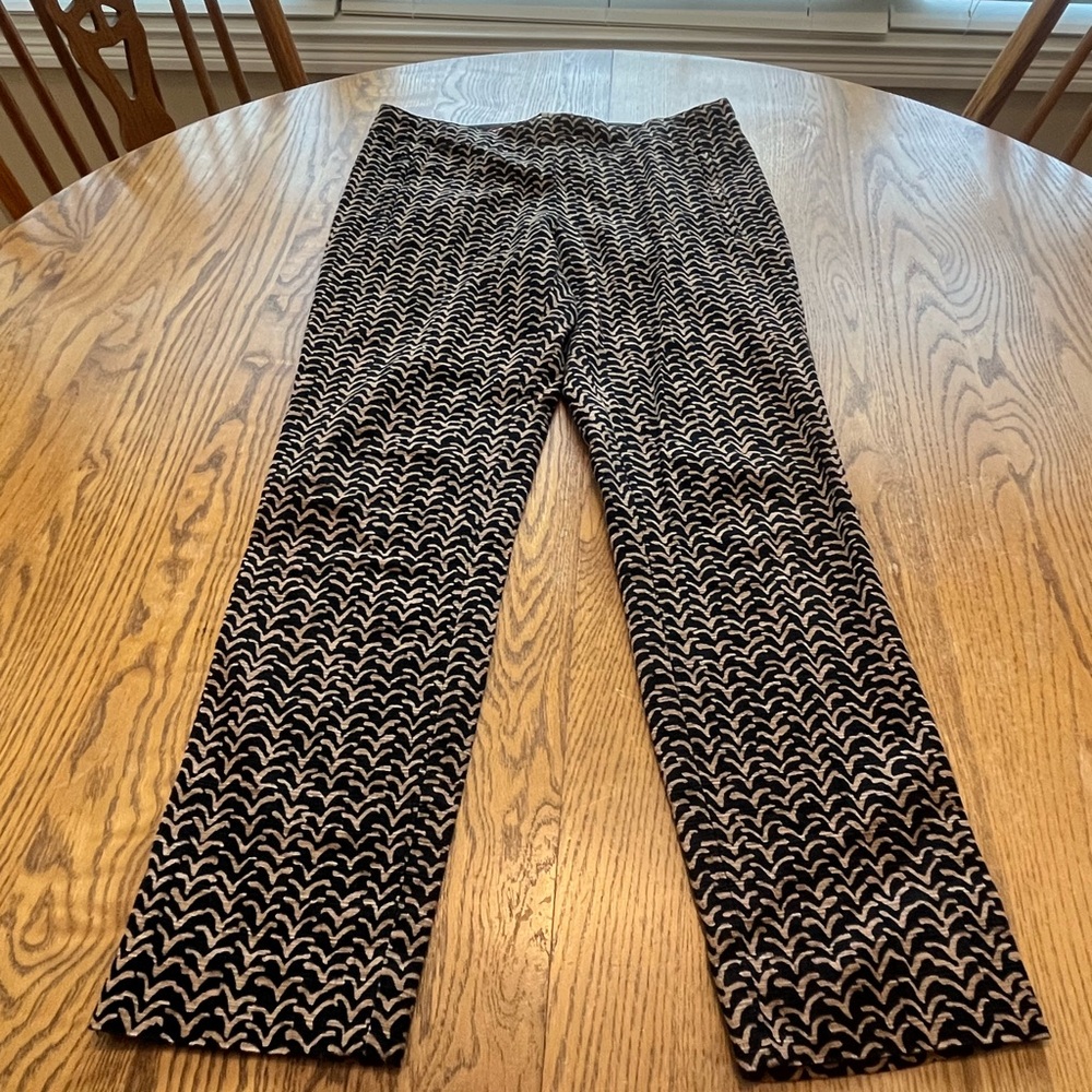 ANTHROPOLOGIE Cartonnier Charlie Printed Ankle Pants 6 Black Tan - Picture 4 of 11